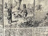 an old newspaper with a picture of a man and a woman in the woods