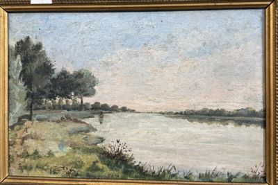 Ecole française fin XIXe - début Xxe, Paysage à la rivière, …