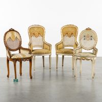 Quatre chaises décoratives avec cannage et broderies, en boi… (photo 2)