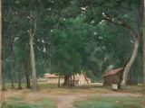 une image représentant un tableau d'une cabane dans les bois