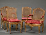 paire de chaises à dossier en rotin de style Louis XVI