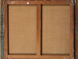 an image of a painting of two wooden frames with a brown background