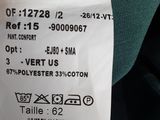 a close up of a label on a green backpack