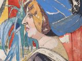 une image représentant un tableau d'une femme portant un turban bleu