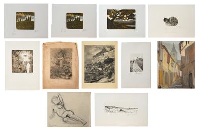 many pictures of a bunch of drawings on a white surface