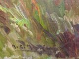 an oil painting of a horse in a field of grass