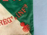 a green and white flag with a red octopus on it