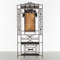 Un porte-manteau Art déco avec miroir et porte-parapluies, e… (photo 3)