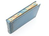 a small blue box with two books inside of it
