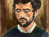 painting of a man with a beard in a black sweater