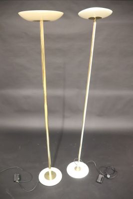 Halogène en métal doré abat-jour laqué en blanc