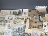 de nombreux types de dessins exposés sur la table