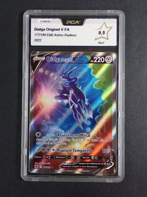 a close up of a card in a plastic case on a table