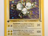 a close up of a card with a picture of a space station