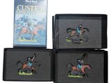 trois figurines représentant un homme à cheval, présentées dans une boîte