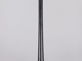 a black and gold baseball bat on a clear acrylic base