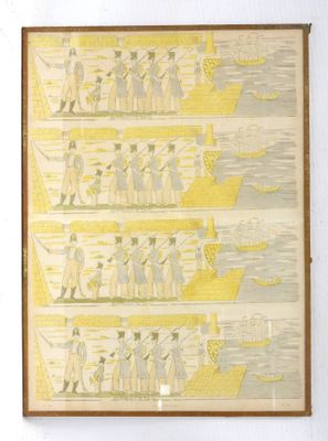 a picture of a yellow and white painting on a wall