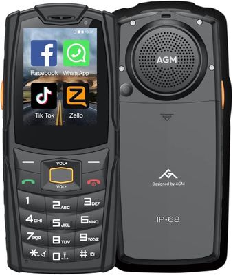 un téléphone portable noir sur l'écran duquel apparaît l'icône de l'application Facebook