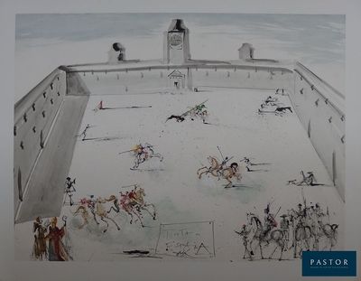 un dessin représentant un groupe de personnes jouant au polo