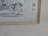 a picture of a drawing of people walking down the street