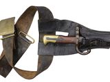 a close up of a belt with a gun attached to it