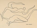 dessin représentant deux nus sur une feuille de papier, dont l'un est allongé