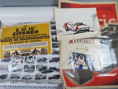 deux livres posés sur la table, avec des photos de voitures