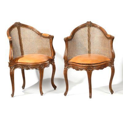 pair of louis xv style cane back chairs