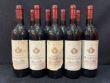 six bouteilles de vin rouge alignées