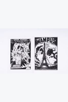 deux affiches en noir et blanc représentant la Tour Eiffel et la Tour Eiffel