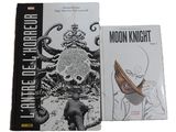 two books on a white background with a drawing of a man in a hat and a man in a suit