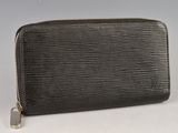 Portefeuille Louis Vuitton en cuir Epi noir à fermeture éclair sur tout le pourtour