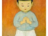 an image of a painting of a boy with his hands clasped