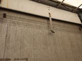 overhead view of a garage door with a skylight above it