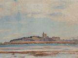 an image of a painting of a view of a city from the water