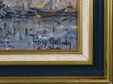 a picture of a painting of a boat in the water