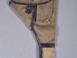 an image of a tan canvas pouch with a black stripe