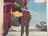 une image représentant un tableau où l'on voit un homme à cheval, muni d'une épée