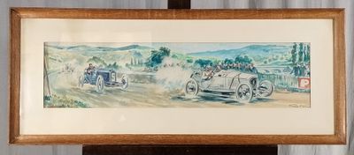 une photo d'une photo d'une vieille voiture exposée