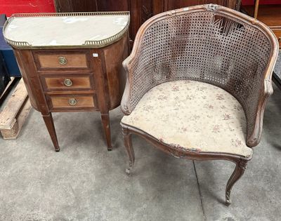 FAUTEUIL À DOUBLE CANNAGE ET COMMODE DE MILIEU En bois natur… - Photo 1