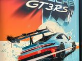 a large poster of a car with a surfboard on top of it