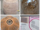 several pictures of different types of baskets on display in a store