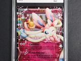 a close up of a pokemon card in a plastic case