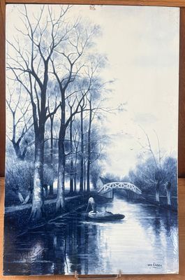 une image d'une peinture représentant un pont sur une rivière