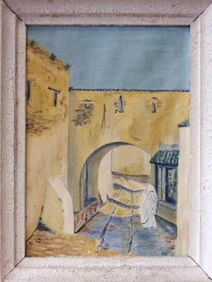 a picture of a painting on the wall of a building