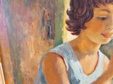 un tableau représentant une jeune fille tenant un verre de vin