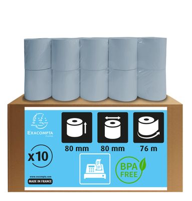 [Lot de 10] - EXACOMPTA - Bobines de papier thermique - 80mm…