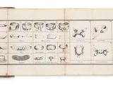 un vieux livre sur lequel figurent plein de dessins