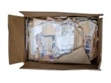 a cardboard box filled with a bunch of mail