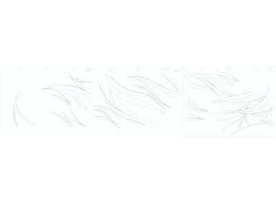two drawings of a cat and a bird on a white background